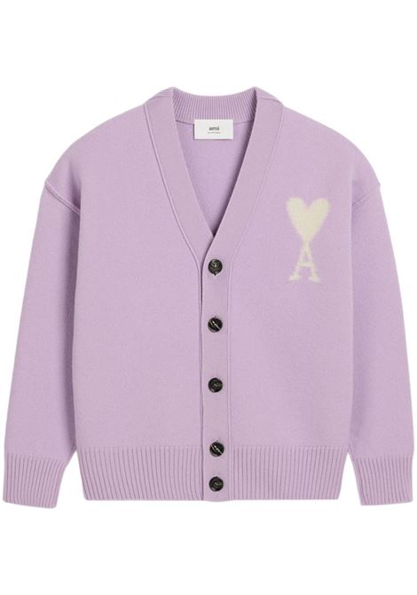 Cardigan Ami De Coeur in lilla Ami paris - unisex AMI PARIS | UKC090KN0090505